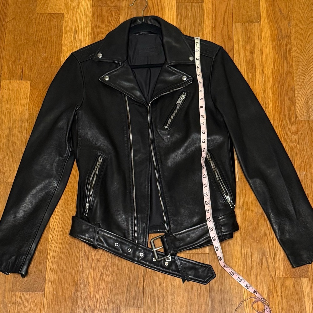 ALL SAINTS Classic Black Leather Motorcycle Jacket - XS - Picture 4 of 7